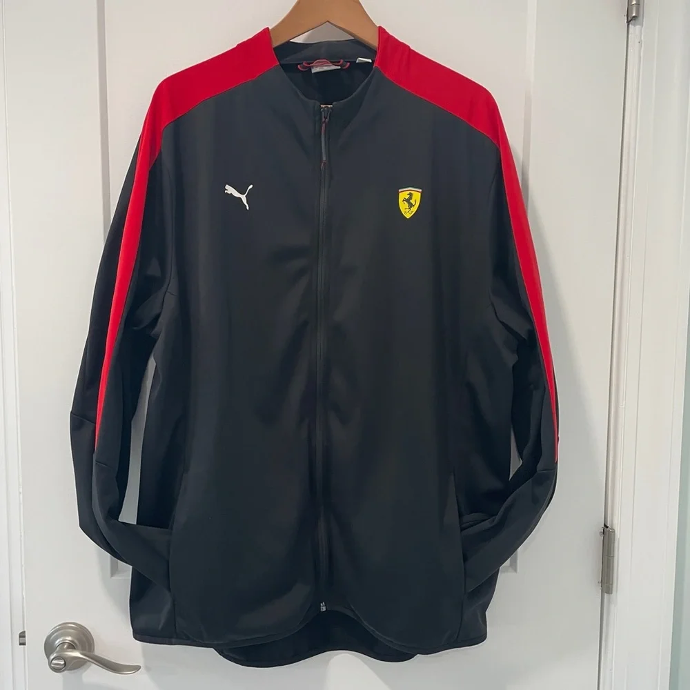 PUMA Scuderia Ferrari T7 Black Red Full Zip Pockets Racing Track Jacket (XL) - Picture 13 of 13